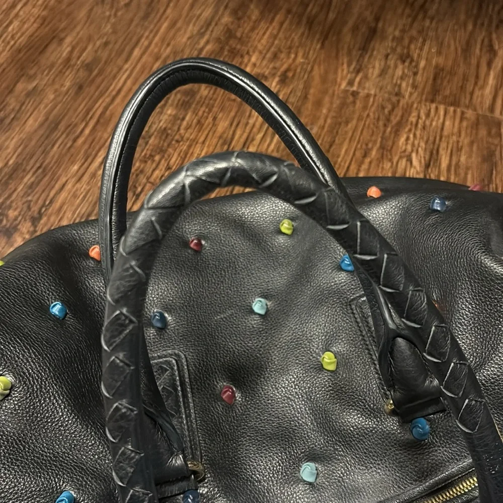 Tehra B polka dot Black Leather Handbag - Picture 5 of 9